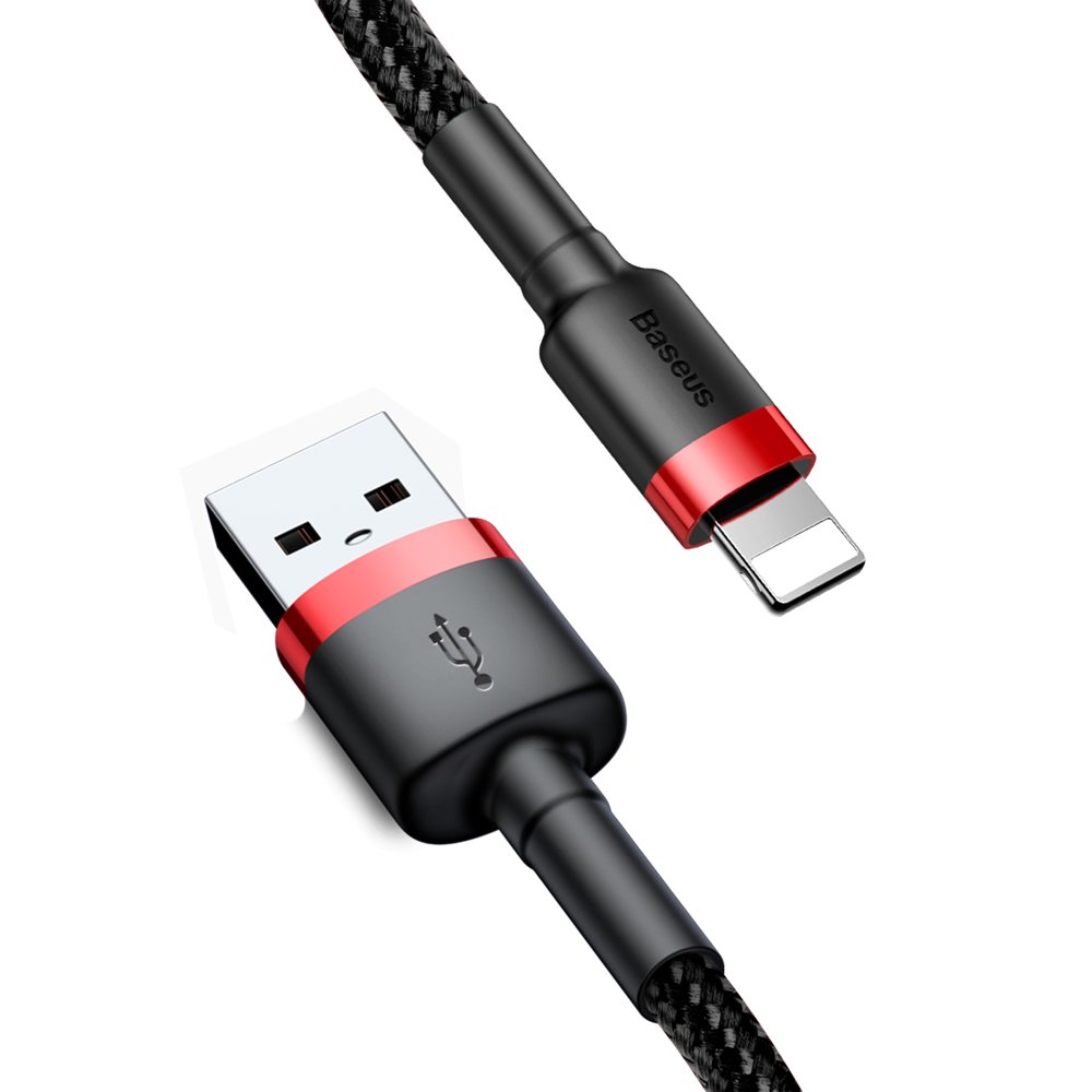 Кабель Baseus Cafule Cable USB For Lightning 2.4A 0.5m Red+Black
