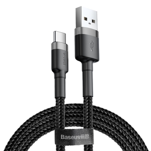 Кабель Baseus Cafule Cable USB For Type-C 3A 2m Gray+Black