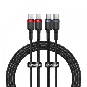 Кабель Baseus Cafule Charging Cable USB-C to USB-C 100W 1m 2pcs Red Black+Grey Black