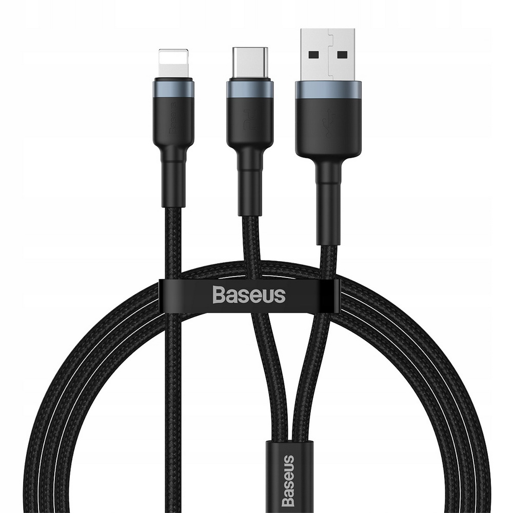 Кабель Baseus Cafule USB+Type-C 2-in-1 PD Cable 1.2m черный + серый