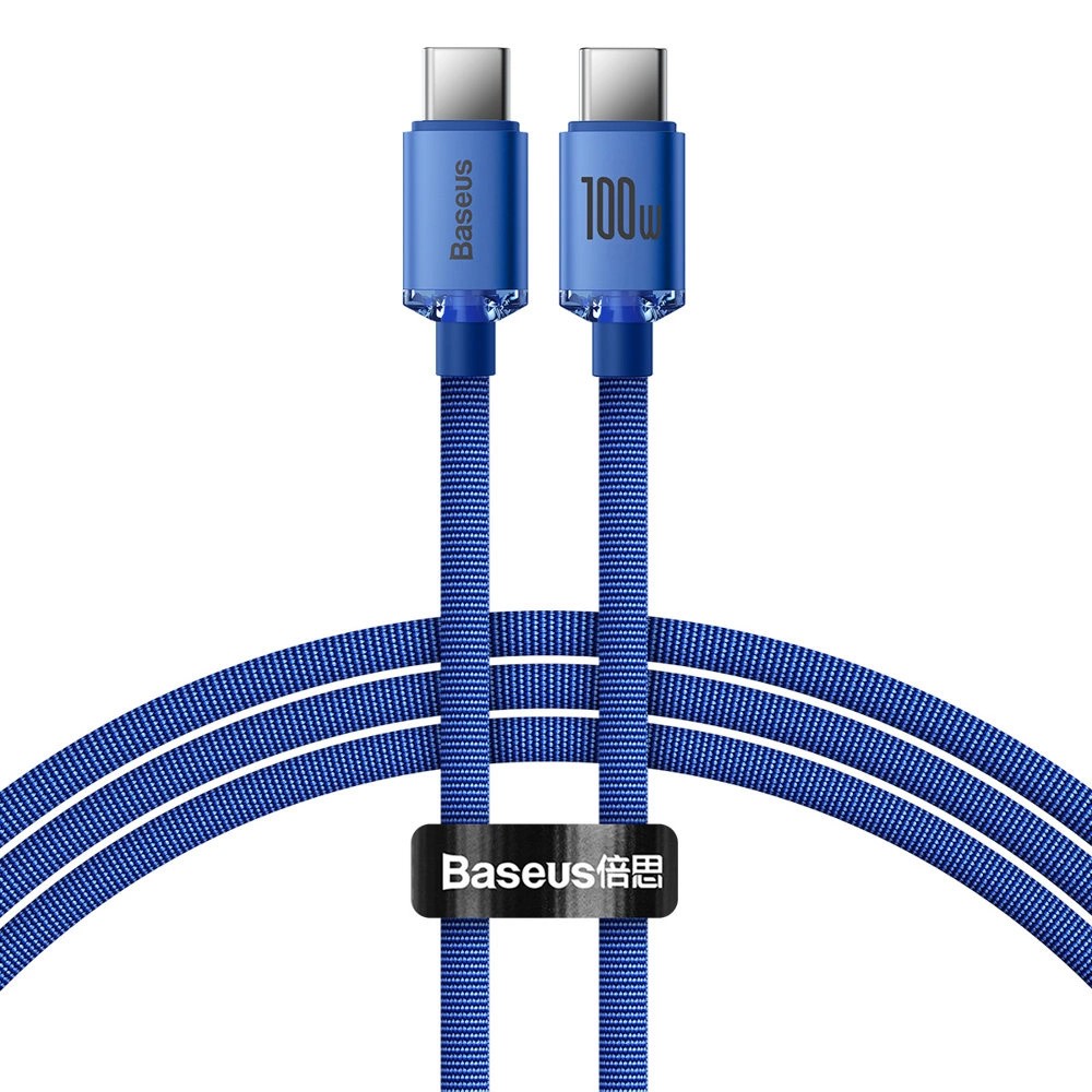 Кабель Baseus Crystal Shine Series Fast Charging Data Cable Type-C to Type-C 100W 1.2m Blue