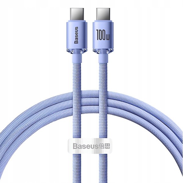 Кабель Baseus Crystal Shine Series Fast Charging Data Cable Type-C to Type-C 100W 1.2m Purple