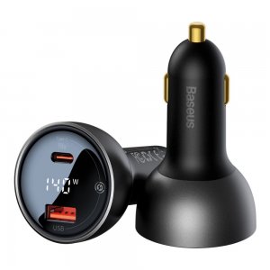 Автомобільний зарядний пристрій Baseus Digital Display PD3.1 Dual Fast Charger Car Charger U+C 140W Set Obsidian Black (With Superior Series Fast Char