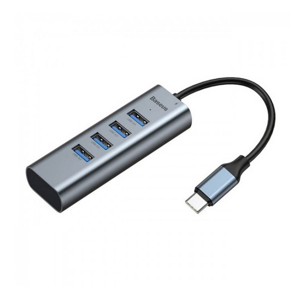 Переходник Baseus Enjoy series Type-C to USB 3.0 * 4 + PD HUB серый