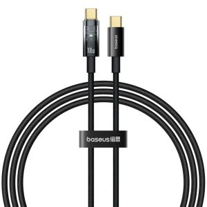 Кабель Baseus Explorer Charging Cable USB-C to USB-C 100W with Auto Shutdown 1m Cluster Black