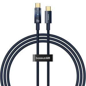 Кабель Baseus Explorer Charging Cable USB-C to USB-C 100W with Auto Shutdown 1m Deepsea Blue