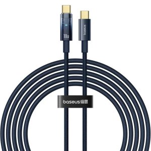 Кабель Baseus Explorer Charging Cable USB-C to USB-C 100W with Auto Shutdown 2m Deepsea Blue