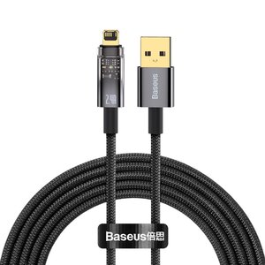 Кабель Baseus Explorer Series Auto Power-Off Fast Charging Data Cable USB to IP 2.4A 2m Black