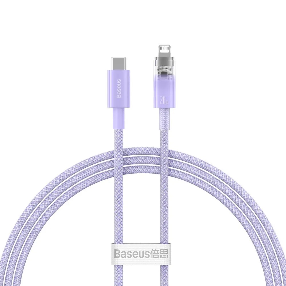 Кабель Baseus Explorer Series Fast Charging Cable with Smart Temperature Control Type-C to iP 20W 1m Purple