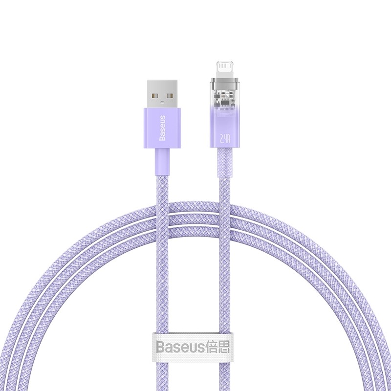 Кабель Baseus Explorer Series Fast Charging Cable with Smart Temperature Control USB to iP 2.4A 1m Purple