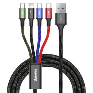 Кабель Baseus Fast 4-in-1 Cable For iP+Type-C(2)+Micro 3.5A 1.2m Black
