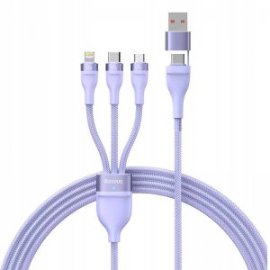 Кабель Baseus Flash Series Ⅱ Two-for-three Charging Cable U+C to M+L+C 100W 1.2m Purple