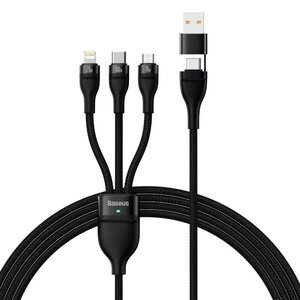 Кабель Baseus Flash Series Ⅱ Two-for-three Charging Cable U+C to M+L+C 100W 1.2m Black