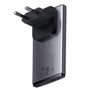 Мережевий зарядний пристрій Baseus GaN5 Pro Ultra-Slim Fast Charger C+U 65W Gray((With Mini White Cable Type-C to Type-C 100W(20V/5A) 1m Black)