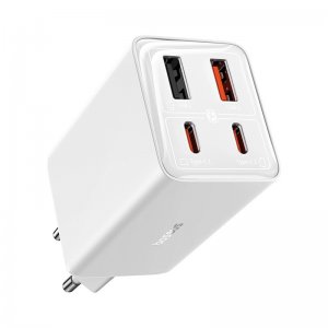 Мережевий зарядний пристрій Baseus GaN6 Pro Fast Charger 2C+2U 65W EU Moon White((With:Mini White Cable Type-C to Type-C 100W(20V/5A) 1m White）