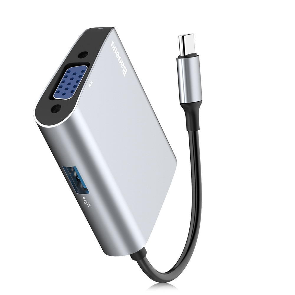 Переходник Baseus Enjoyment с Type-C на VGA+ USB 3.0 HUB серый