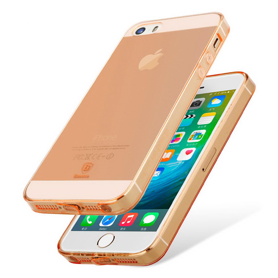 Напівпрозорий чохол Baseus Simple рожевий для iPhone 5/5S/SE