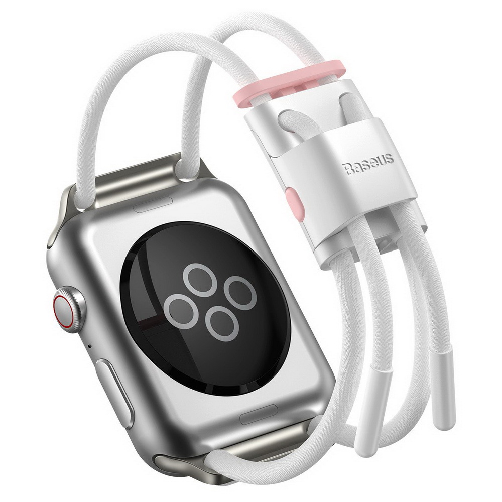 Ремешок Baseus Let's Go Cord Watch Strap белый + розовый для Apple Watch Series 3/4/5/6/SE/7 42/44/45mm