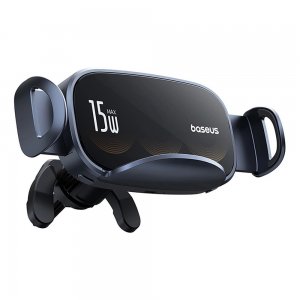 Автотримач для телефона з БЗП Baseus LightChaser Series Triple-Coil Wireless Charging Electric Car Mount Cluster Black