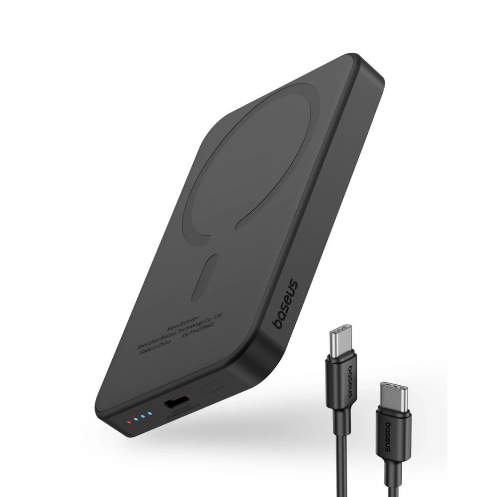Зовнішній акумулятор Baseus Magnetic Mini Wireless Fast Charge Power Bank 5000mAh 20W Cluster Black（With Simple Series Charging Cable Type-C to Type-C