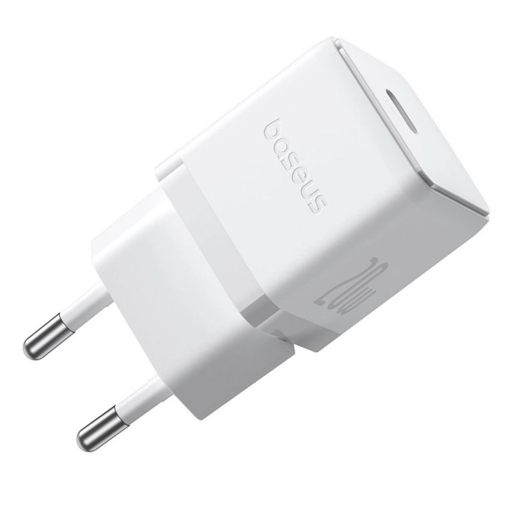 Мережевий зарядний пристрій Baseus Palm Fast Charger 1C 20W EU Moon White (with Baseus Mini White Cable USB-C to USB-C 60W (20V/3A) 1m Moon White)