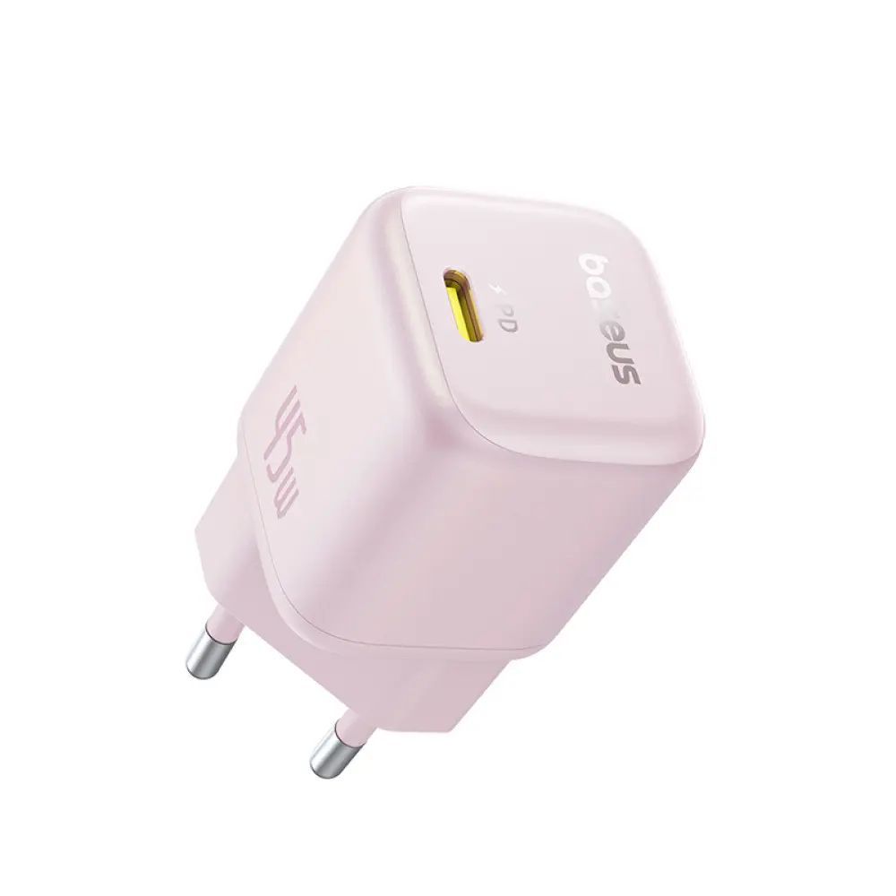Мережевий зарядний пристрій Baseus PicoGo GaN Fast Charger 1C 45W EU Baby Pink