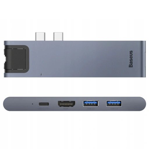 USB-Hub Baseus Thunderbolt C+Pro Seven-in-one smart HUB docking station Grey