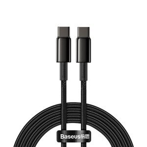 Кабель Baseus Tungsten Gold Fast Charging Data Cable Type-C to Type-C 100W 2m Black