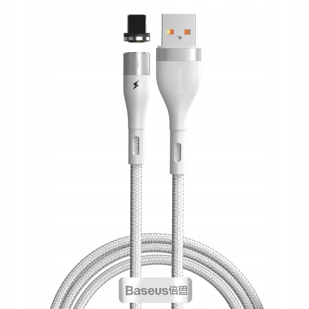 Lightning кабель Baseus Zinc Magnetic Safe Fast Charging Data Cable 2.4A 1m белый
